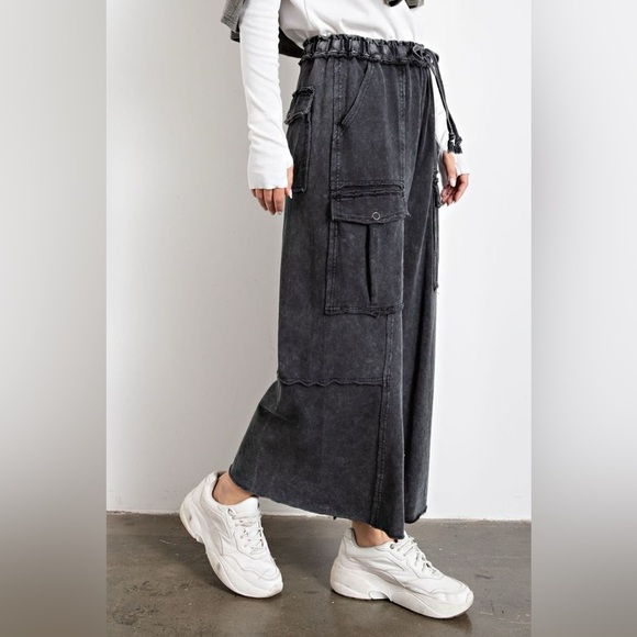 Free People Movement Utility Mineral Pull On Cargo Wide Leg Pants - Picture 1 of 7